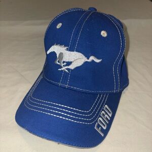 Ford Mustang Logo Blue Baseball Cap Hat Open Road Brand Strap Adjustable